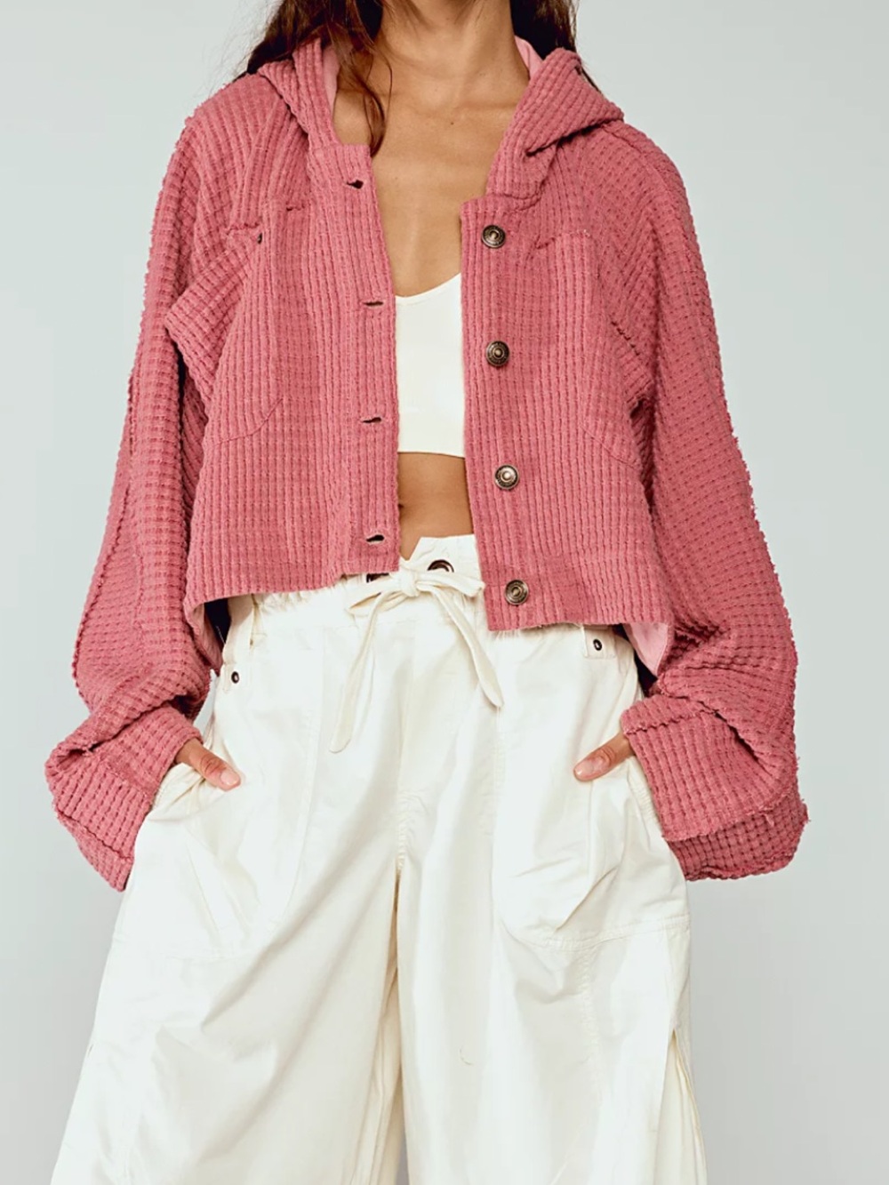 Free People Lolli Swing Cardi- Rose elegance is color. Oversized fit. Size S-XL - Picture 4 of 14